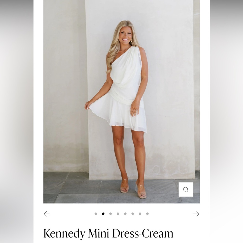 White Mini Dress, Cream, Size Small